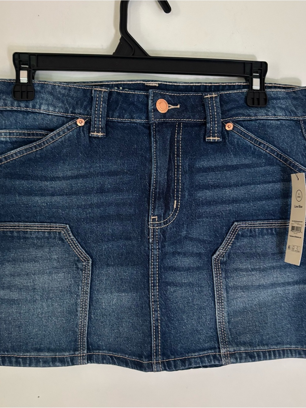 NWT No Boundaries Carpenter Denim Mini Skirt Low Rise Small 4-6 - Picture 3 of 12